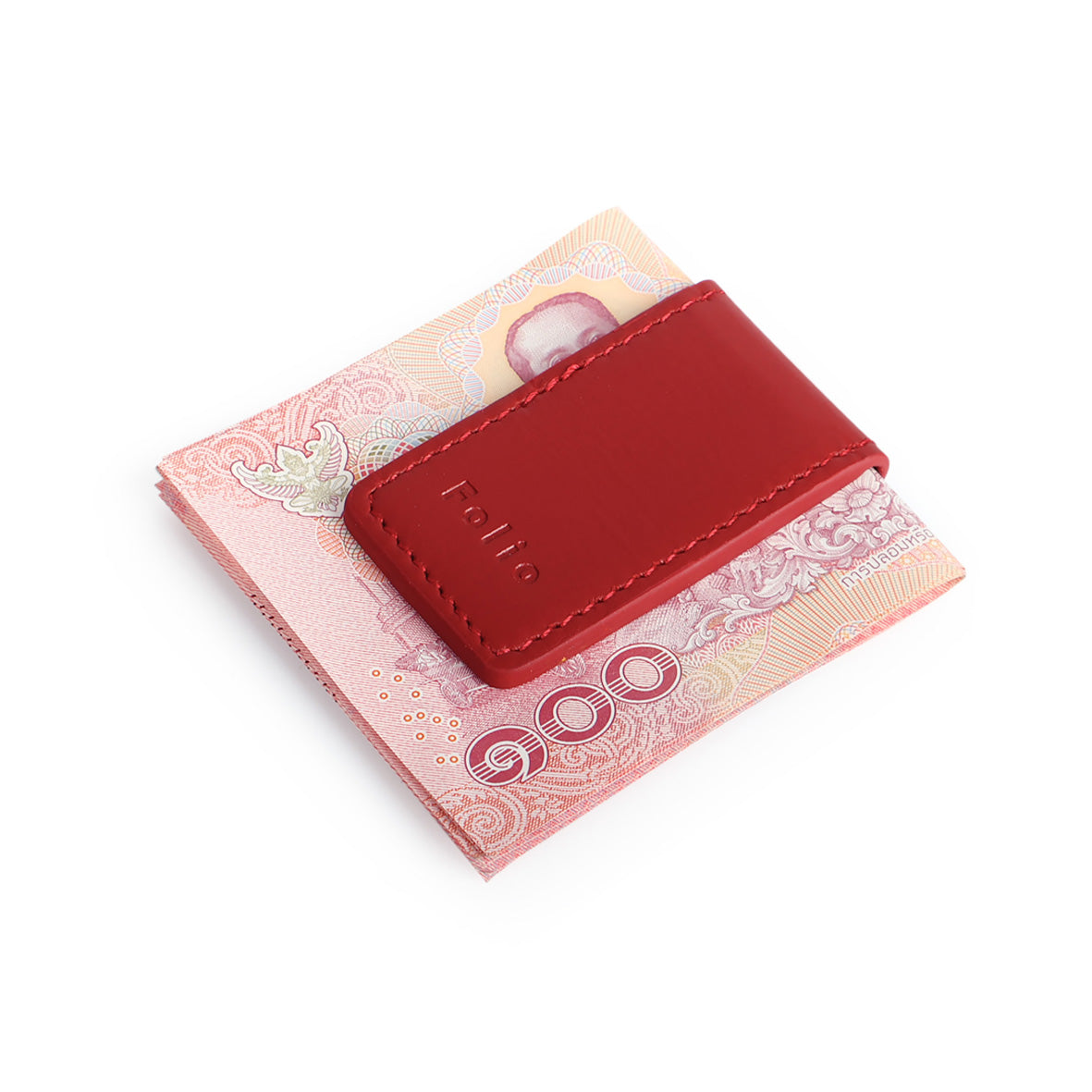 Folio : Money Clip - ที่หนีบธนบัตรหนังแท้ Nappa แม่เหล็กแข็งแรง บริการปั้มชื่อฟรี-รหัส02638