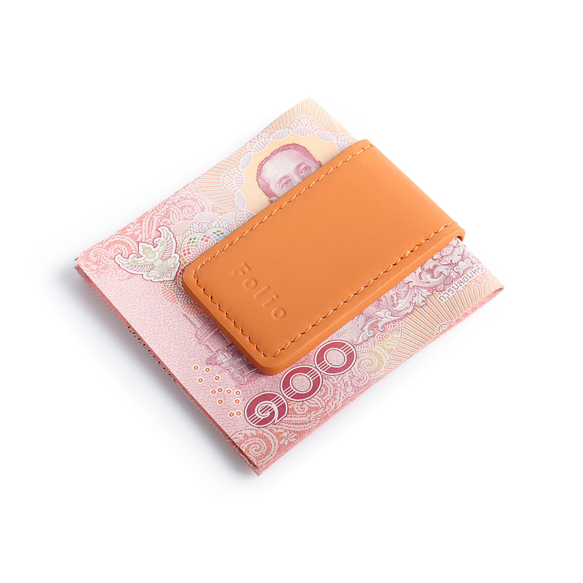 Folio : Money Clip - ที่หนีบธนบัตรหนังแท้ Nappa แม่เหล็กแข็งแรง บริการปั้มชื่อฟรี-รหัส02638