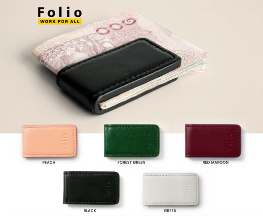 Folio : Money Clip - ที่หนีบธนบัตรหนังแท้ Nappa แม่เหล็กแข็งแรง บริการปั้มชื่อฟรี-รหัส02638