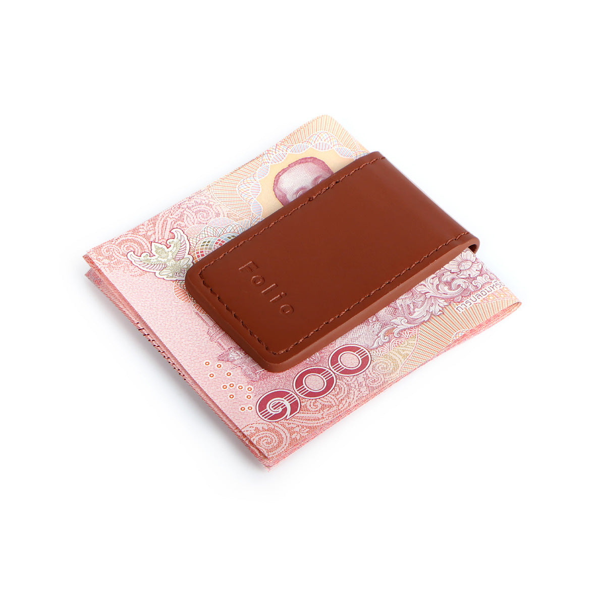 Folio : Money Clip - ที่หนีบธนบัตรหนังแท้ Nappa แม่เหล็กแข็งแรง บริการปั้มชื่อฟรี-รหัส02638