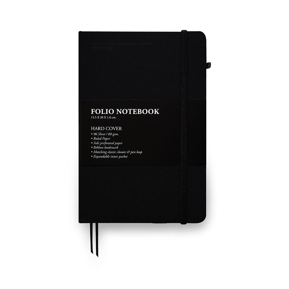 Folio : Black Edge Notebook A5 (Ruled) : สมุดจดบันทึกขอบสีดำ แบบมีเส้น