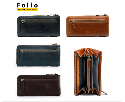 Folio : Tuff Zipper Long Wallet กระเป๋าสตางค์ใบยาว แบบซิป ทำจากหนังแท้-10121