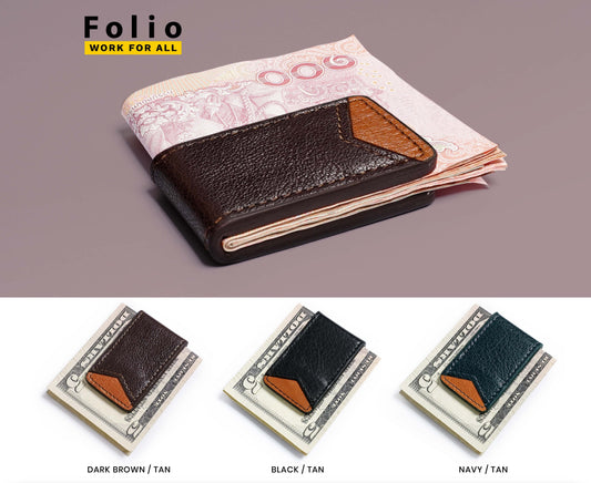 Folio : Tuff Money Clip LayerTwo-Toneที่หนีบธนบัตรหนังแท้ แม่เหล็กแข็งแรงบริการปั้มชื่อฟรี-รหัส10350