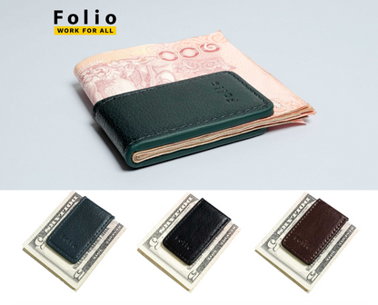 Folio : Tuff Money Clip Two-Tone ที่หนีบธนบัตรหนังแท้ แม่เหล็กแข็งแรง บริการปั้มชื่อฟรี-รหัส10541