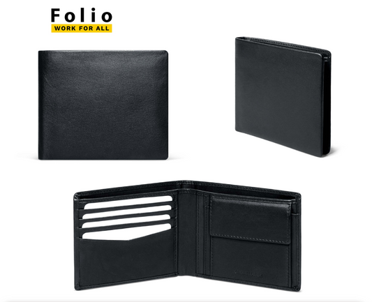 Folio : Leen coin pocket wallet กระเป๋าสตางค์ใบสั้นสีดำ-รหัส 18073