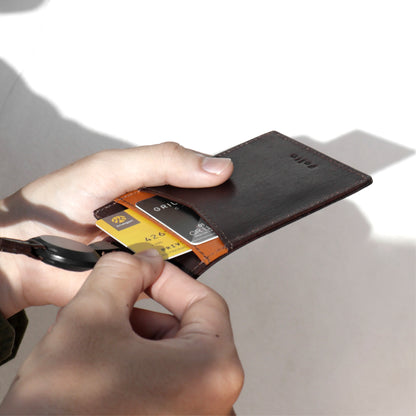 Folio : Tuff ID Card Two-Tone ที่ห้อยบัตร หนังแท้ หนังควาย ซองใส่บัตรพนักงาน สายคล้องคอปรับได้ ใส่บัตร BTS/เครดิต -17076