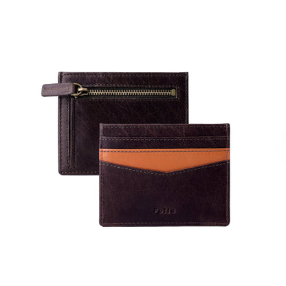 Folio : Tuff slim zip wallet (Two-Tone) กระเป๋าสตางค์ผู้ชาย หนังแท้ หนังควาย ใบสั้น ช่องใส่เหรียญมีซิป -17083