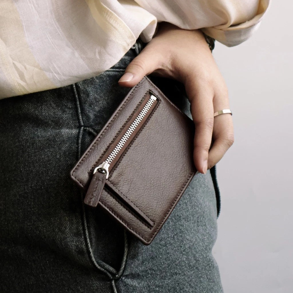 FOLIO: Myra Card Case +RFID Blocking กระเป๋าใส่บัตร ผลิตจากหนังแพะ บริการปั้มชื่อฟรี-18639