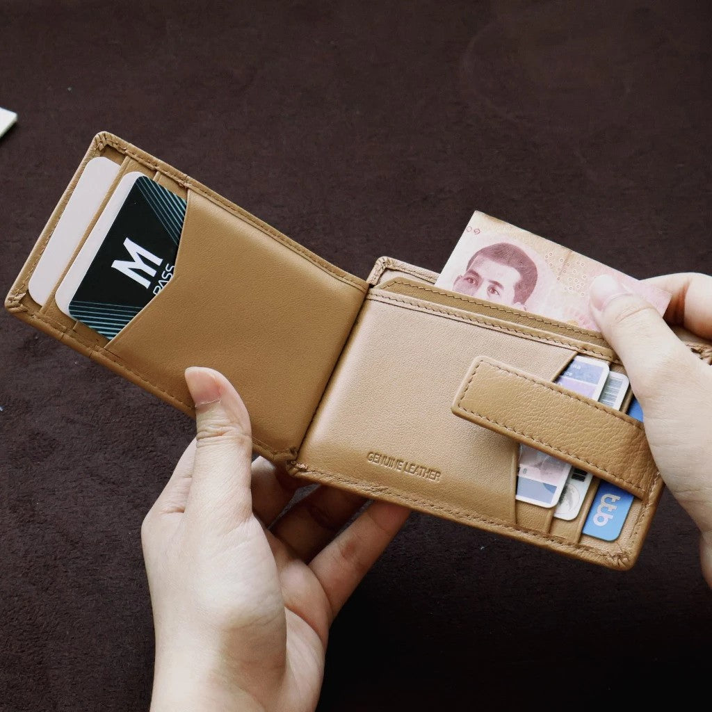 FOLIO: Myra Card Case +RFID Blocking กระเป๋าใส่บัตร ผลิตจากหนังแพะ บริการปั้มชื่อฟรี-18639