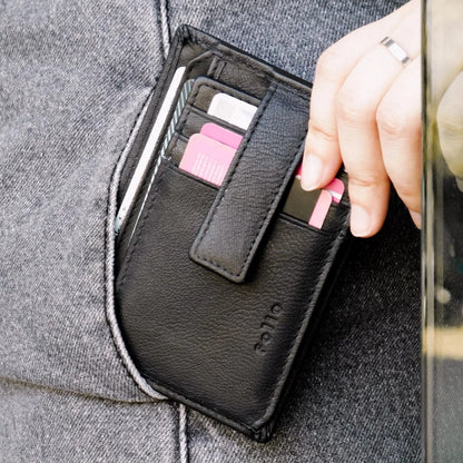 FOLIO: Myra Card Case +RFID Blocking กระเป๋าใส่บัตร ผลิตจากหนังแพะ บริการปั้มชื่อฟรี-18639