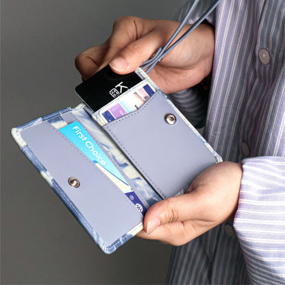 Folio : Bliss Tie-Dye ID Card ที่ห้อยบัตร หนังแท้ หนังวัว ซองใส่บัตรพนักงาน  BTS/เครดิต สายคล้องคอปรับได้ ใส่บัตรได้ 8 ช่อง -10749