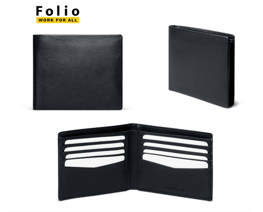 Folio : Leen Slim Wallet กระเป๋าสตางค์ใบสั้นสีดำ-รหัส18059