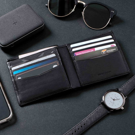 Folio : Leen Slim Wallet กระเป๋าสตางค์ใบสั้นสีดำ-รหัส18059