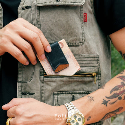 Folio : Tuff Money Clip LayerTwo-Toneที่หนีบธนบัตรหนังแท้ แม่เหล็กแข็งแรงบริการปั้มชื่อฟรี-รหัส10350