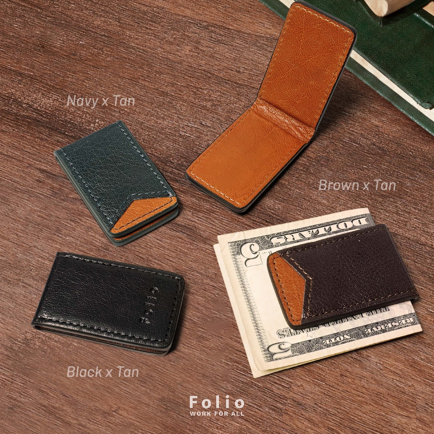 Folio : Tuff Money Clip LayerTwo-Toneที่หนีบธนบัตรหนังแท้ แม่เหล็กแข็งแรงบริการปั้มชื่อฟรี-รหัส10350