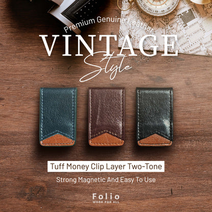 Folio : Tuff Money Clip LayerTwo-Toneที่หนีบธนบัตรหนังแท้ แม่เหล็กแข็งแรงบริการปั้มชื่อฟรี-รหัส10350