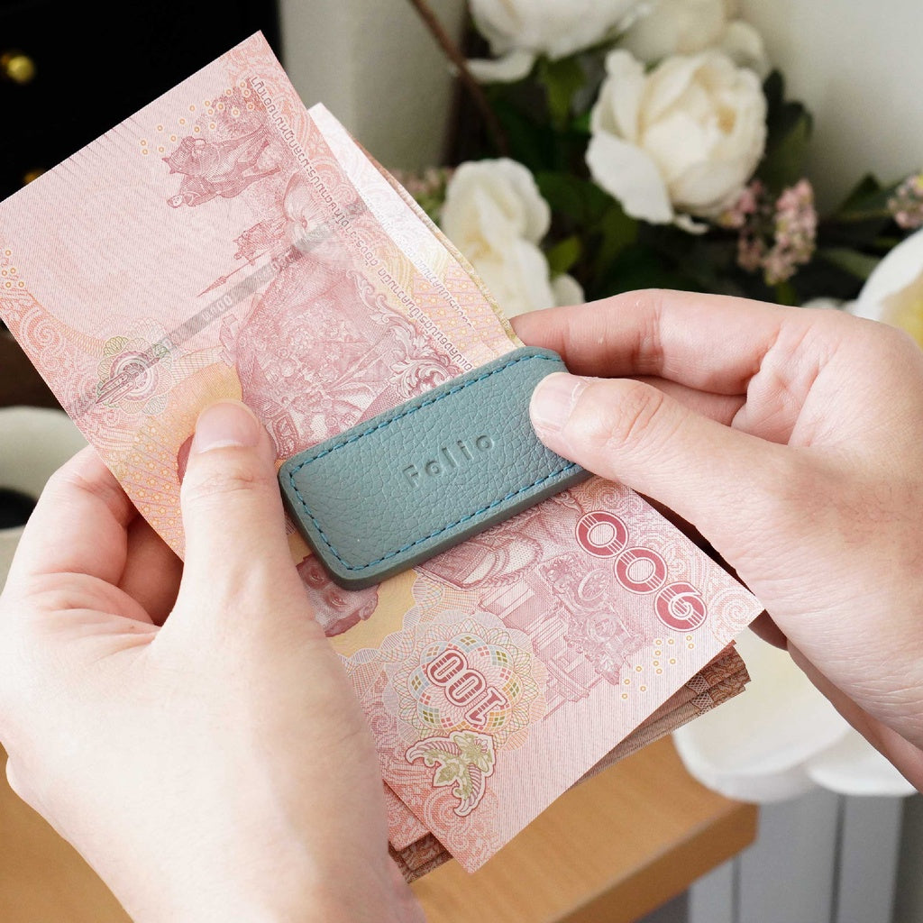 Folio : Money Clip - ที่หนีบธนบัตรหนังแท้ รุ่น Bliss หนังวัวแท้ แม่เหล็กแข็งแรง พกพาสะดวก-14006