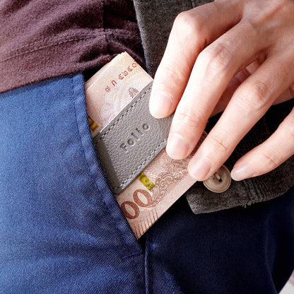 Folio : Money Clip - ที่หนีบธนบัตรหนังแท้ รุ่น Bliss หนังวัวแท้ แม่เหล็กแข็งแรง พกพาสะดวก-14006