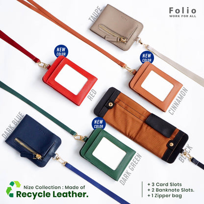 Folio : Nize Wallet & ID Card Holder กระเป๋าสตางค์พร้อมซองใส่บัตร ผลิตจากหนังแท้รีไซเคิล