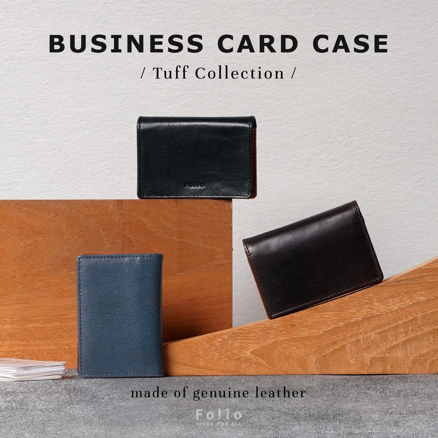 Folio : Tuff business card case (Two-Tone) กระเป๋าใส่บัตร หนังแท้ มี RFID-รหัส17007