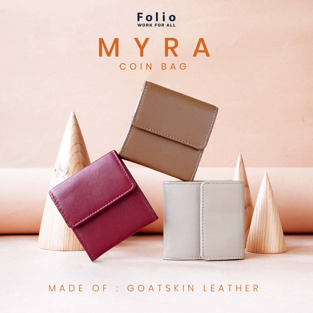 Folio : Myra Coin Bag กระเป๋าใส่เหรียญ ผลิตจากหนังแพะคุณภาพดี ขนาดพกพา-18561