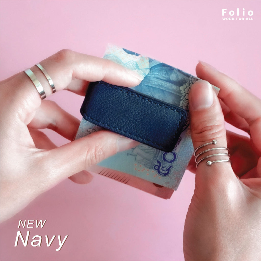 Folio : Money Clip - ที่หนีบธนบัตรหนังแท้ รุ่น Bliss หนังวัวแท้ แม่เหล็กแข็งแรง พกพาสะดวก-14006