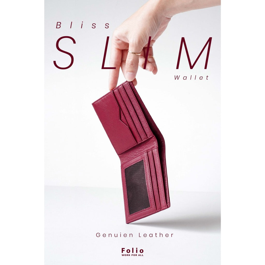 Folio : Bliss Slim Wallet กระเป๋าสตางค์ ผลิตจากหนังแท้ หนังนิ่ม ปั๊มชื่อฟรี-10312