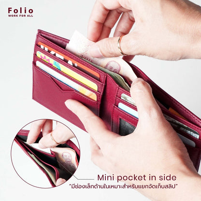 Folio : Bliss Slim Wallet กระเป๋าสตางค์ ผลิตจากหนังแท้ หนังนิ่ม ปั๊มชื่อฟรี-10312