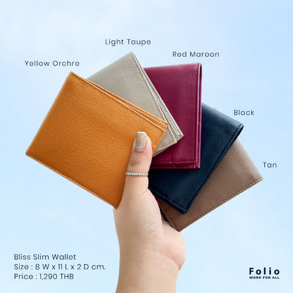 Folio : Bliss Slim Wallet กระเป๋าสตางค์ ผลิตจากหนังแท้ หนังนิ่ม ปั๊มชื่อฟรี-10312